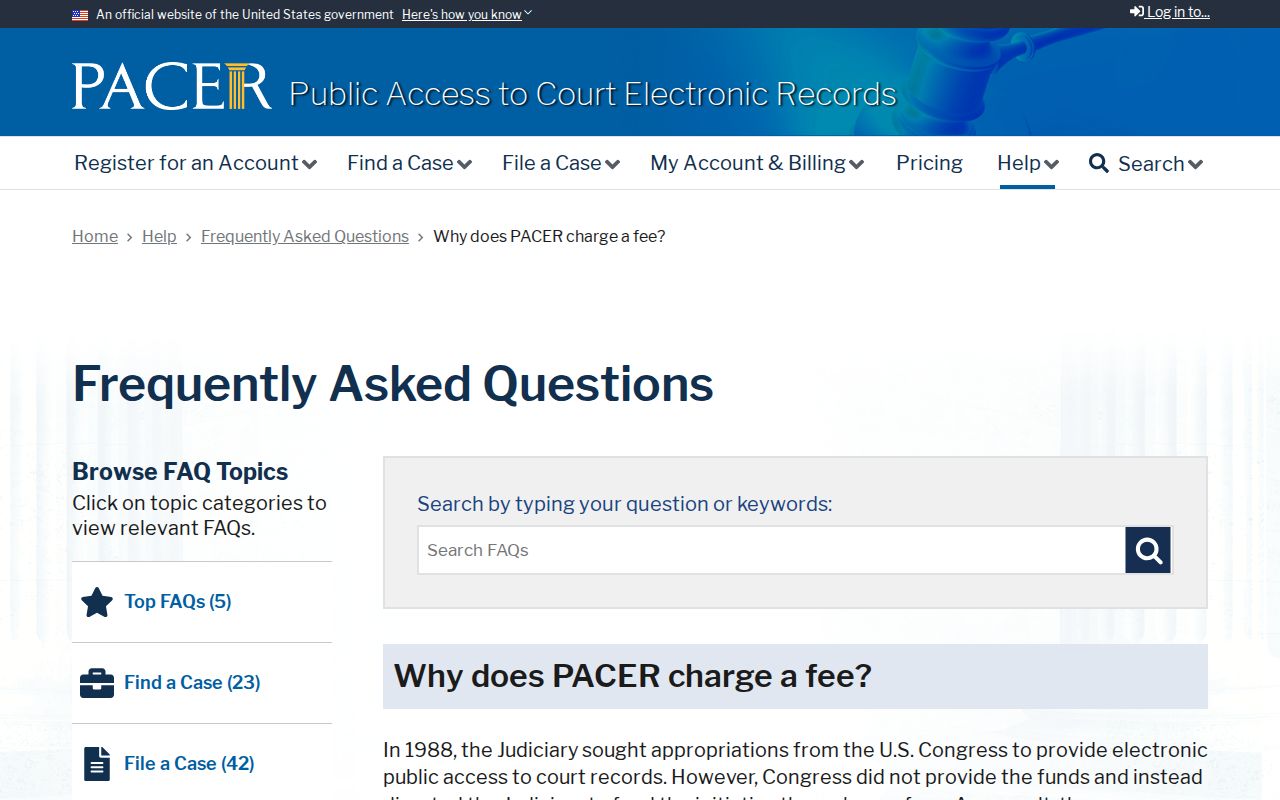 Val Verde County most wanted reference, PACER federal docket fee information